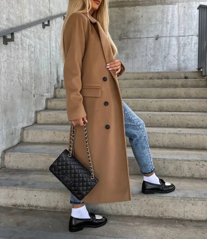 Eglantine | Wool Double-Breasted Trench Coat for Women