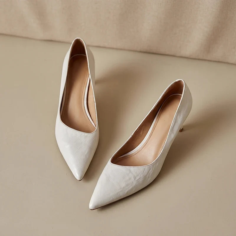 Eugenie Leather Kitten Heels