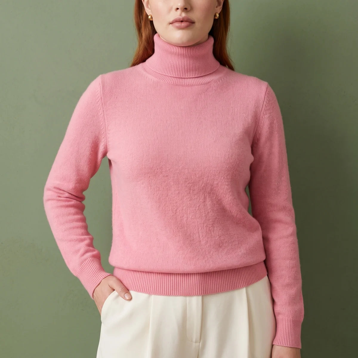 Elara Fine Knit Cashmere Fitted Turtleneck