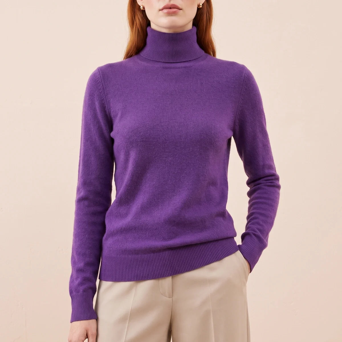 Elara Fine Knit Cashmere Fitted Turtleneck