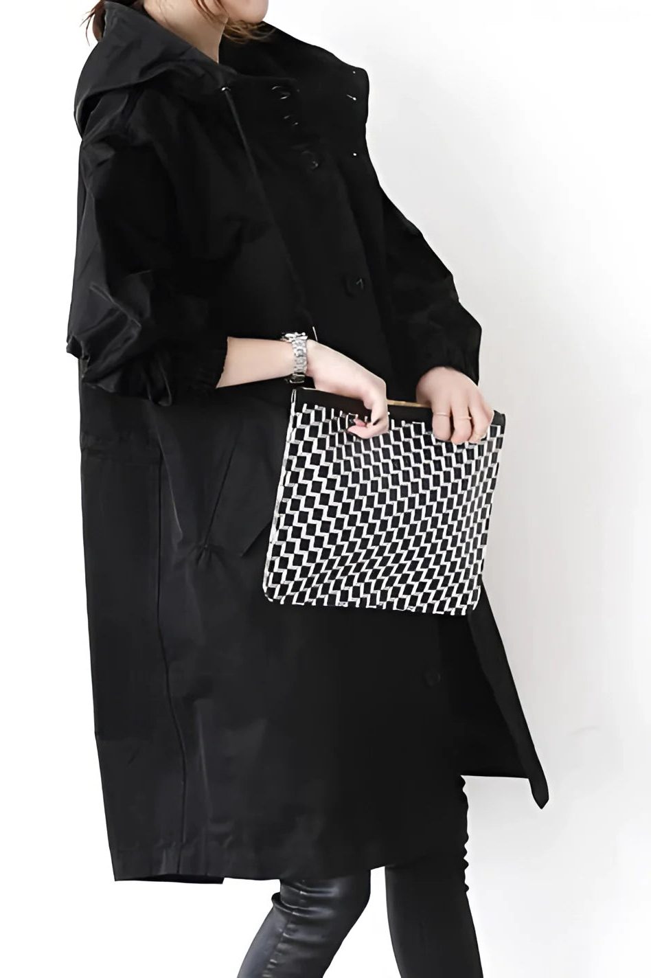 Elara | Longline Trench Coat with Hood for Women