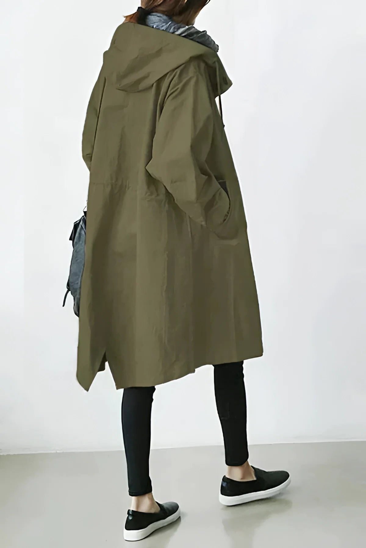 Elara | Longline Trench Coat with Hood for Women
