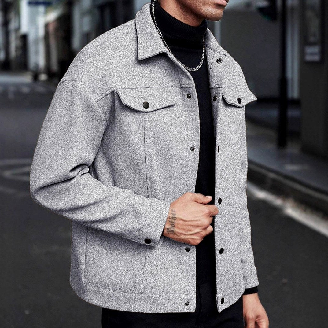 Elbert - Men's Collared Snap Button Jacket