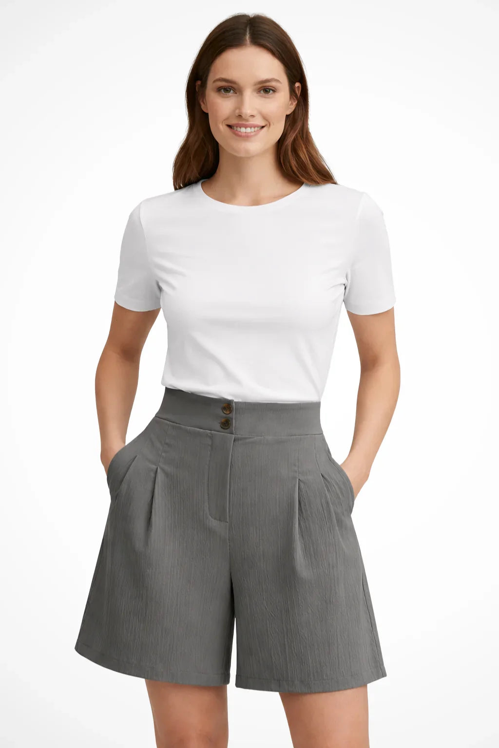 Eleanor | Baggy Tailored Pleated Bermuda Shorts with Button Front