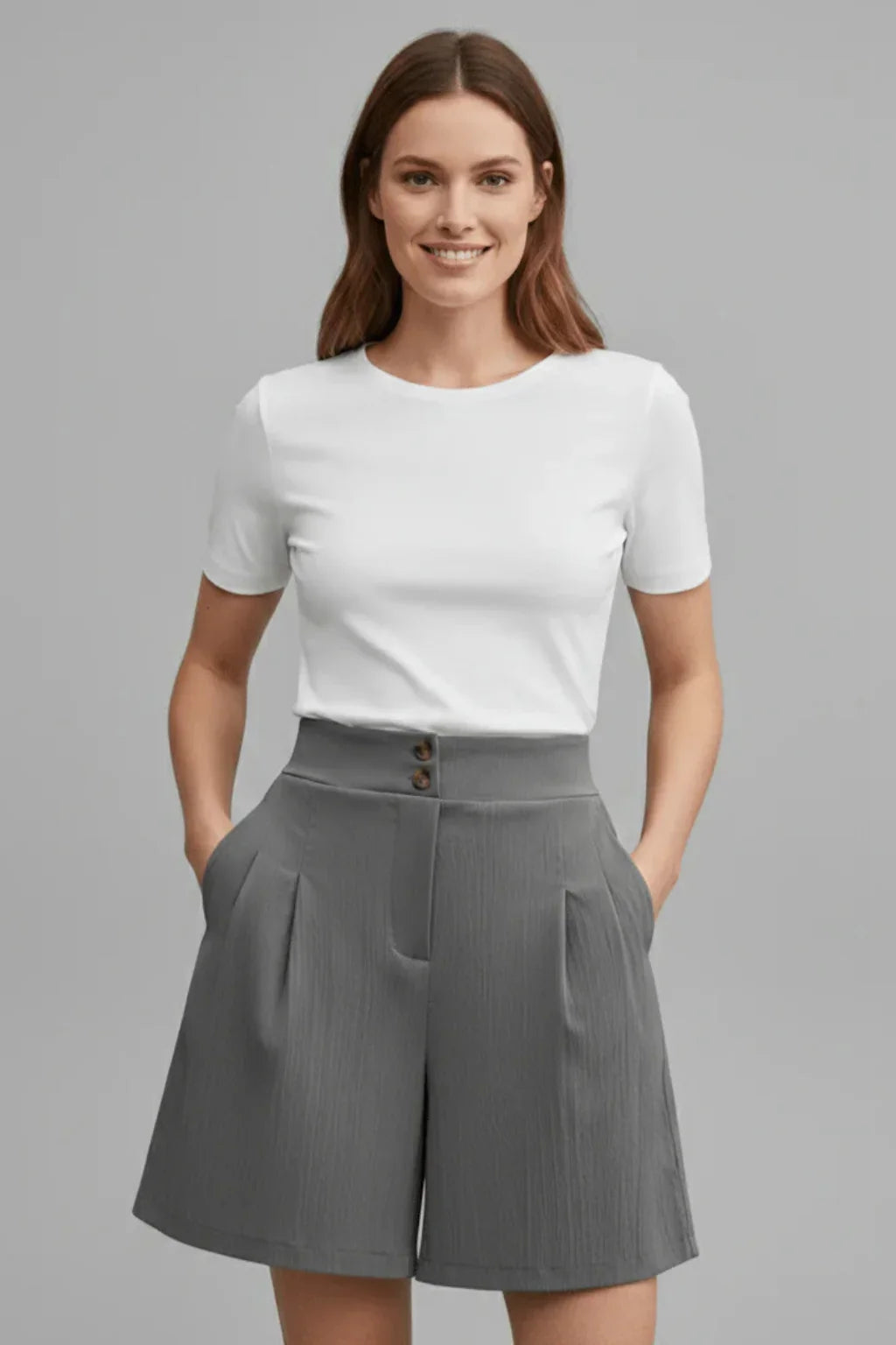 Eleanor | Baggy Tailored Pleated Bermuda Shorts with Button Front