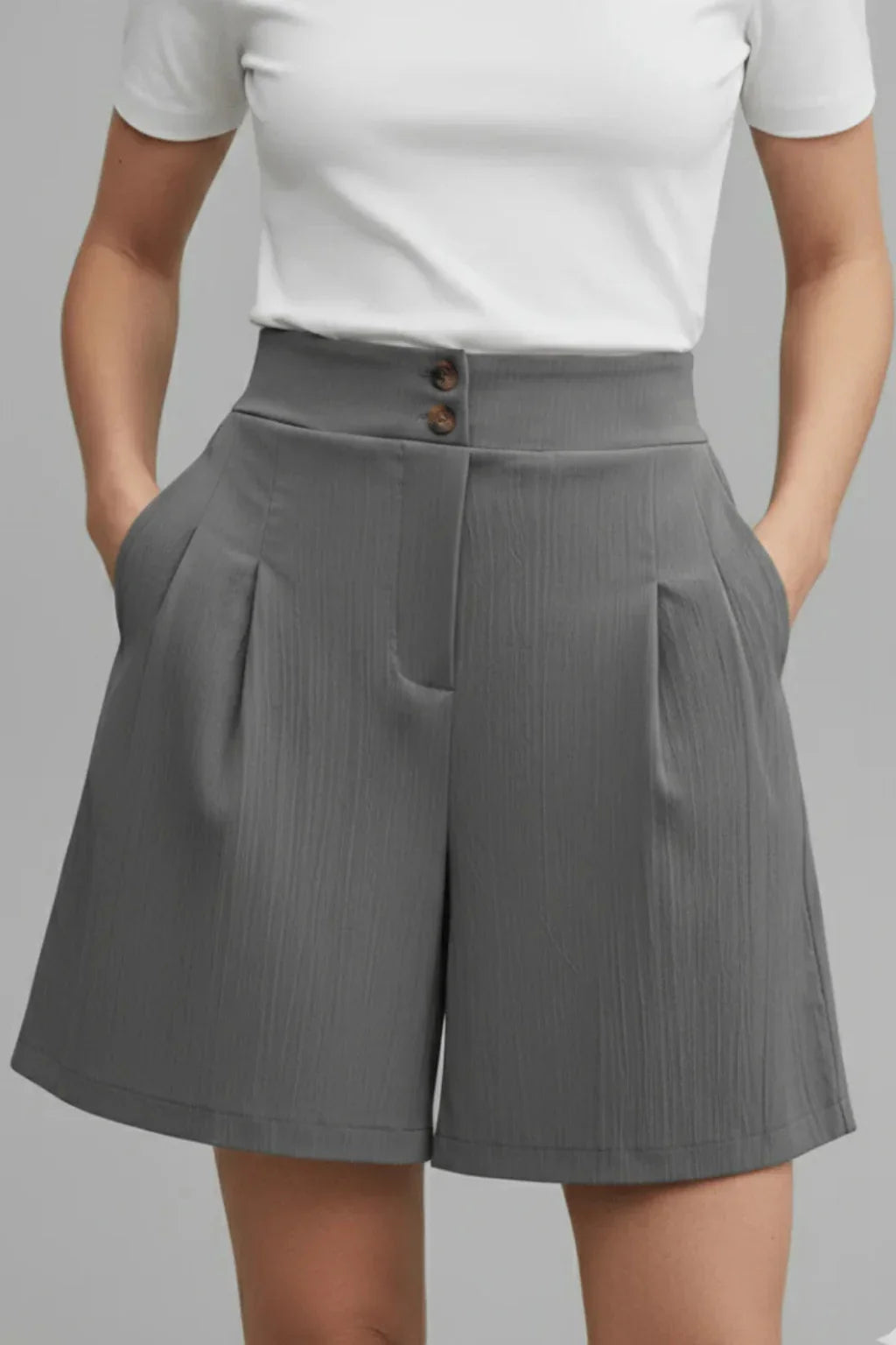 Eleanor | Baggy Tailored Pleated Bermuda Shorts with Button Front