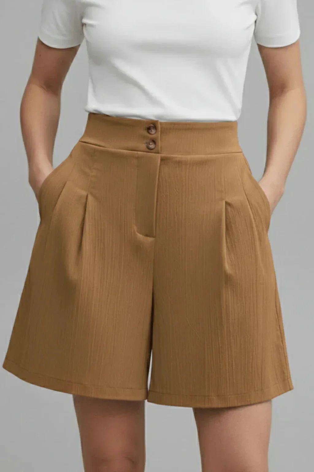 Eleanor | Baggy Tailored Pleated Bermuda Shorts with Button Front