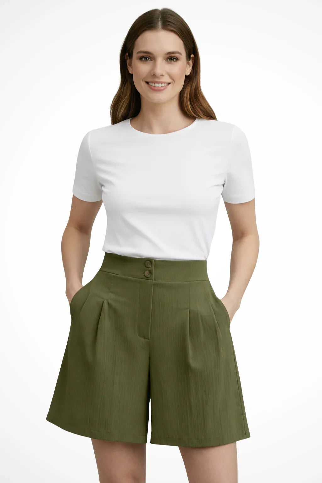 Eleanor | Baggy Tailored Pleated Bermuda Shorts with Button Front