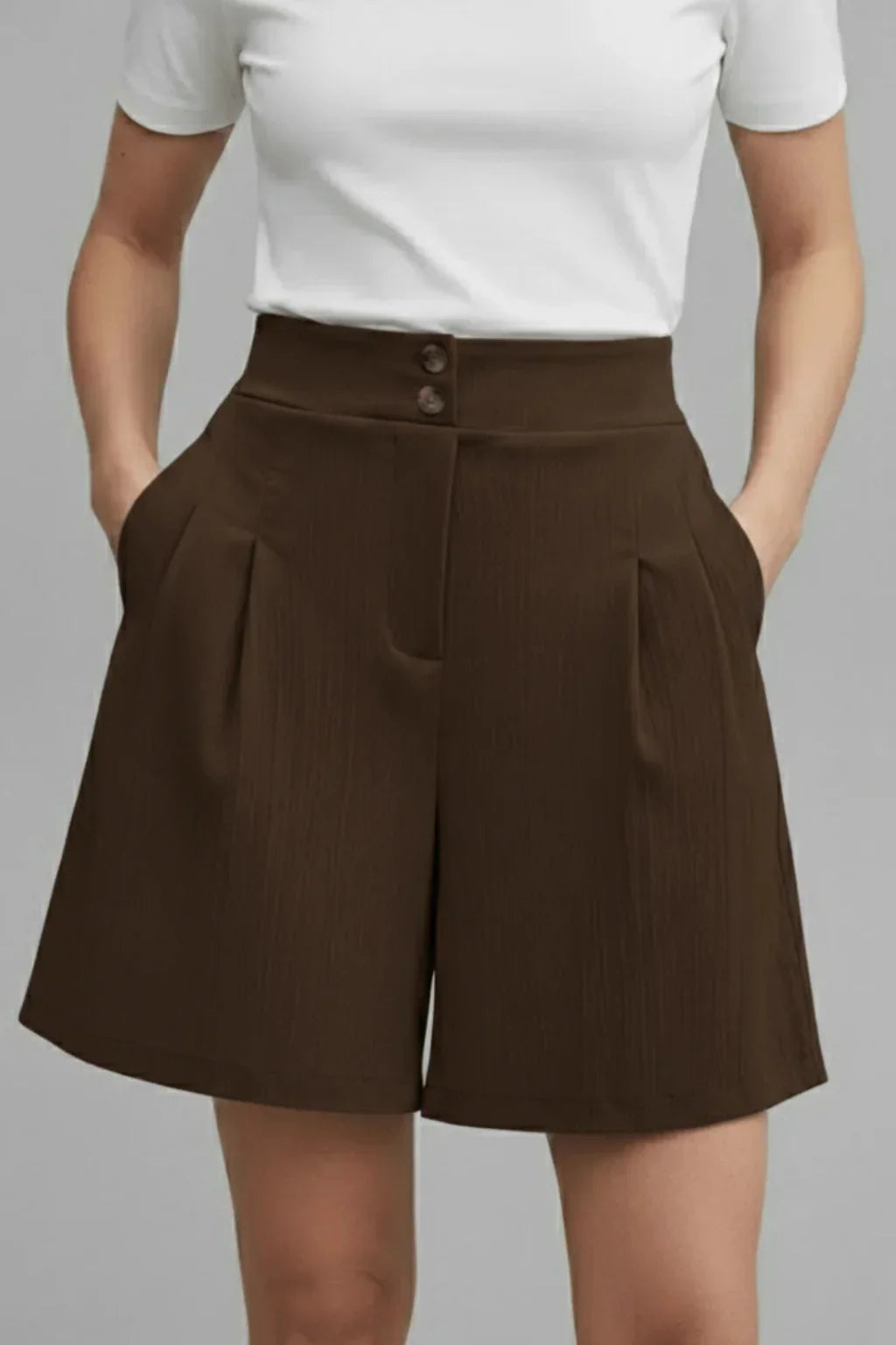 Eleanor | Baggy Tailored Pleated Bermuda Shorts with Button Front