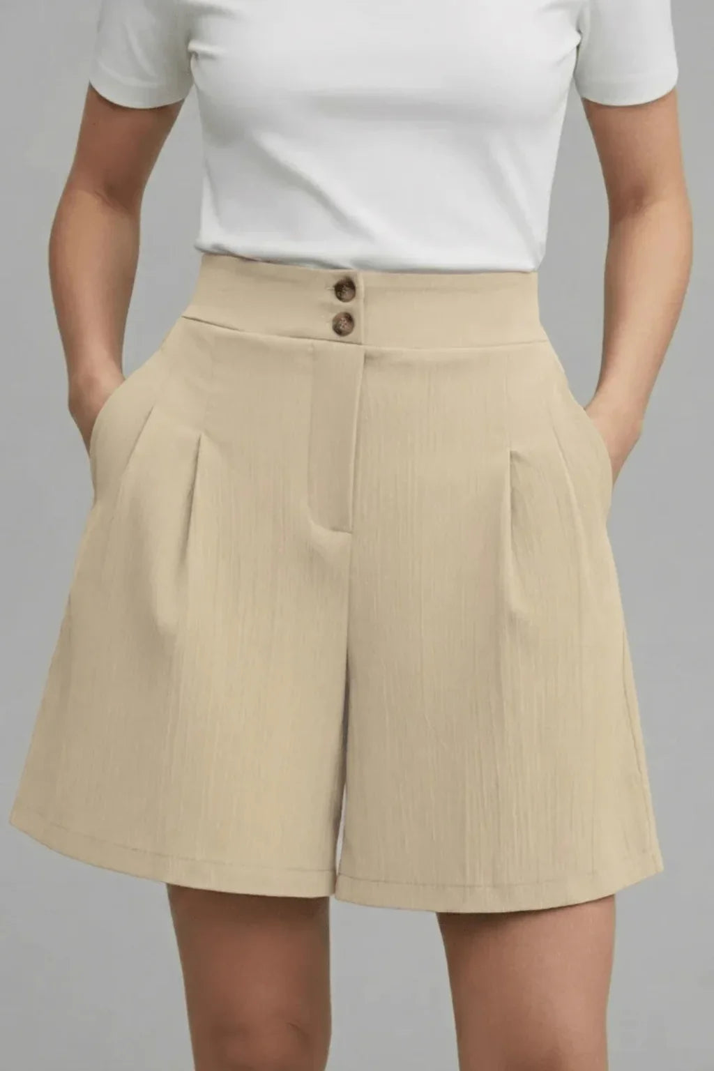 Eleanor | Baggy Tailored Pleated Bermuda Shorts with Button Front