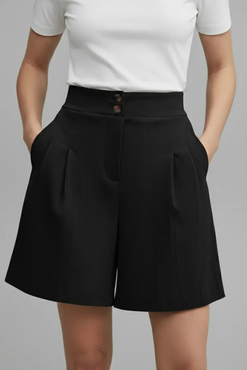 Eleanor | Baggy Tailored Pleated Bermuda Shorts with Button Front