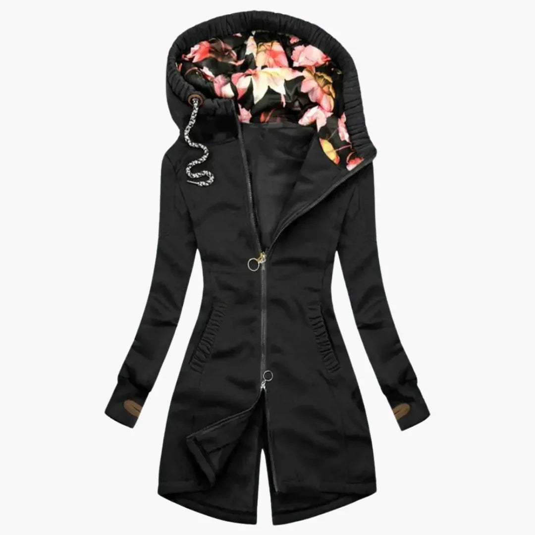 Eleanor | Women's Floral Windbreaker Longline Jacket with Hood
