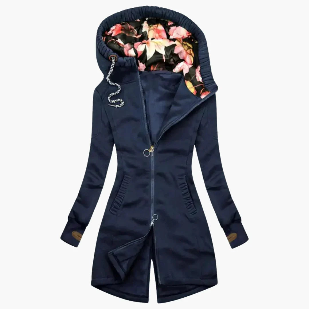 Eleanor | Women's Floral Windbreaker Longline Jacket with Hood