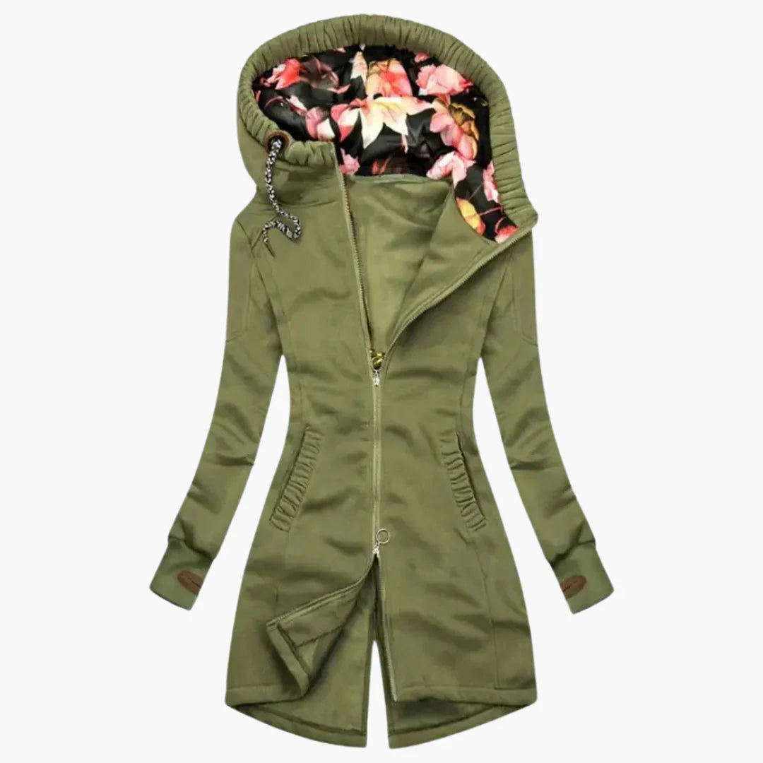 Eleanor | Women's Floral Windbreaker Longline Jacket with Hood