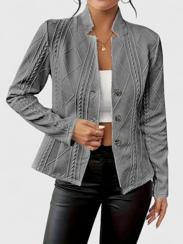 Women's textured knit button-front blazer
