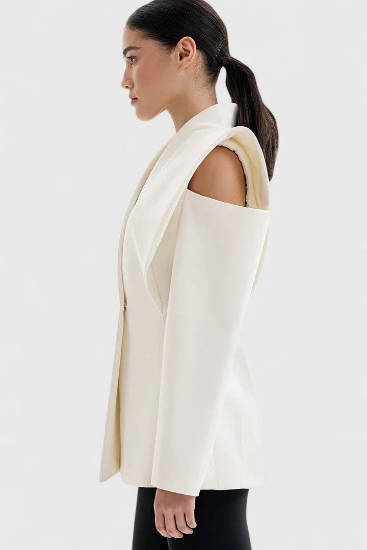 Women's open-front stand collar blazer