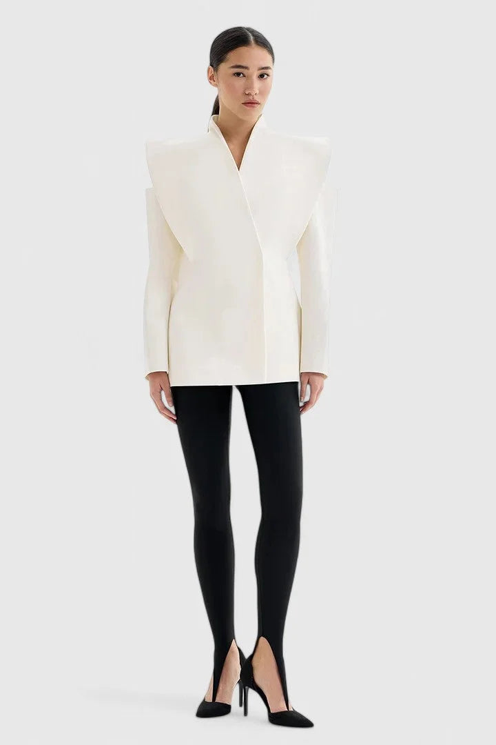 Women's open-front stand collar blazer