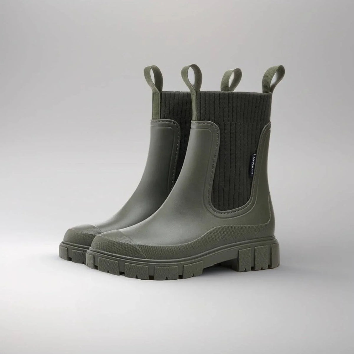 Women's ankle boots with ribbed knit shaft