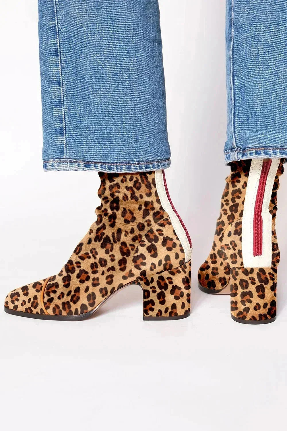 Women's suede ankle boots with ruched upper