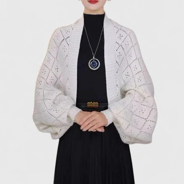 Women's knit open-front shawl collar cardigan