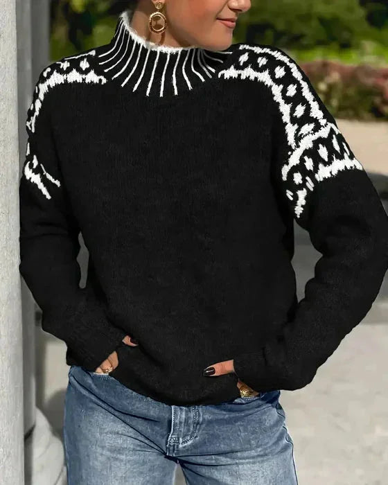 Women's knit roll neck fair isle sweater