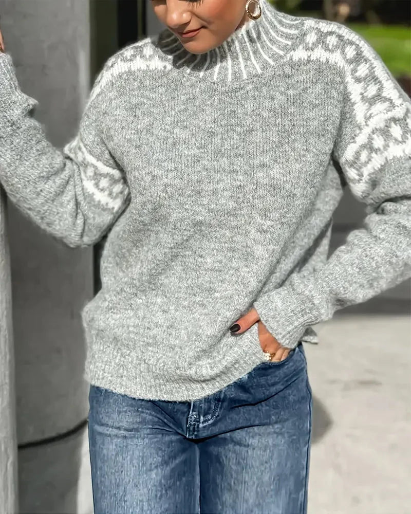 Women's knit roll neck fair isle sweater