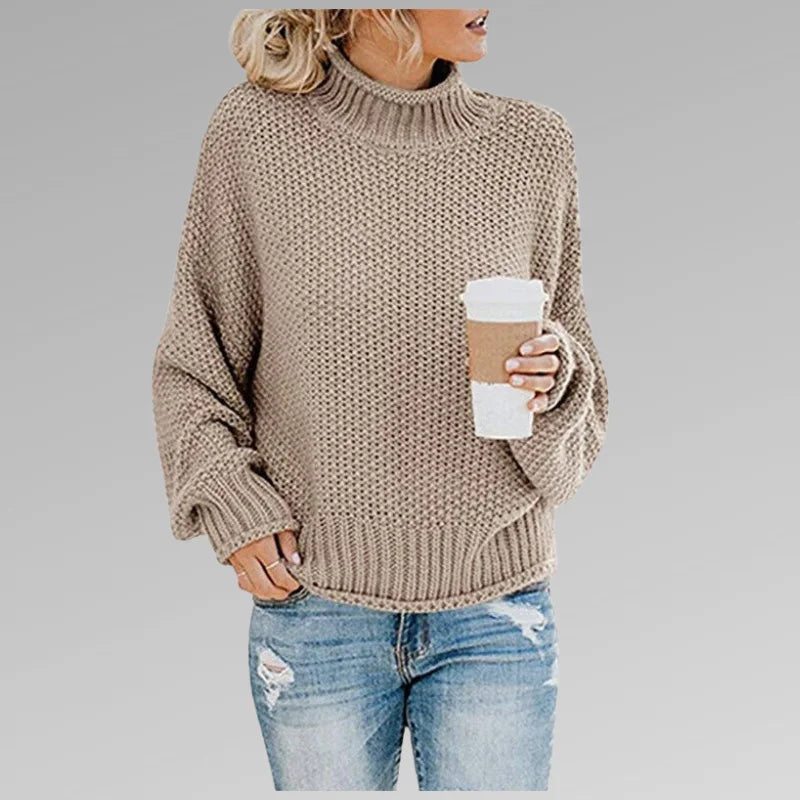 Women's chunky knit roll neck sweater