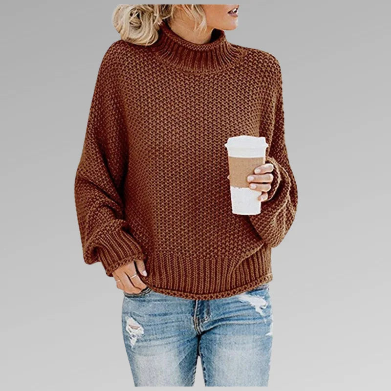 Women's chunky knit roll neck sweater