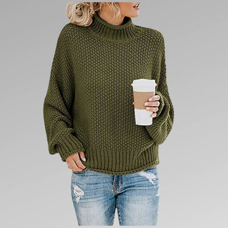 Women's chunky knit roll neck sweater