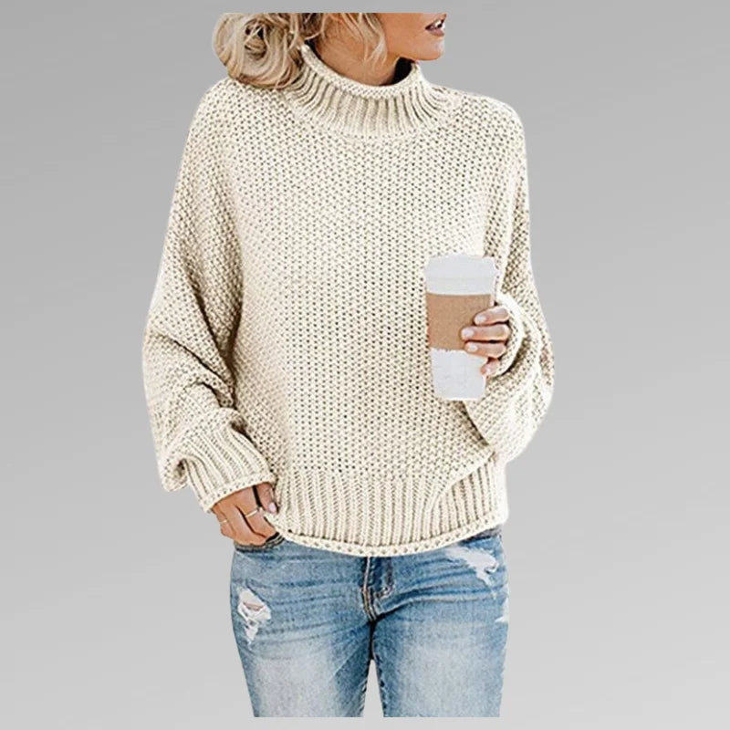 Women's chunky knit roll neck sweater