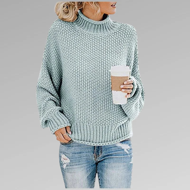 Women's chunky knit roll neck sweater