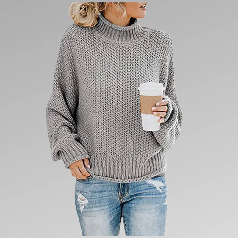 Women's chunky knit roll neck sweater