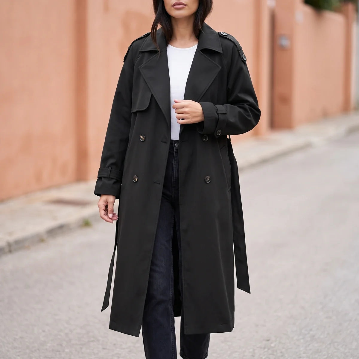 Eleonora Oversized Longline Double Breasted Trench Coat