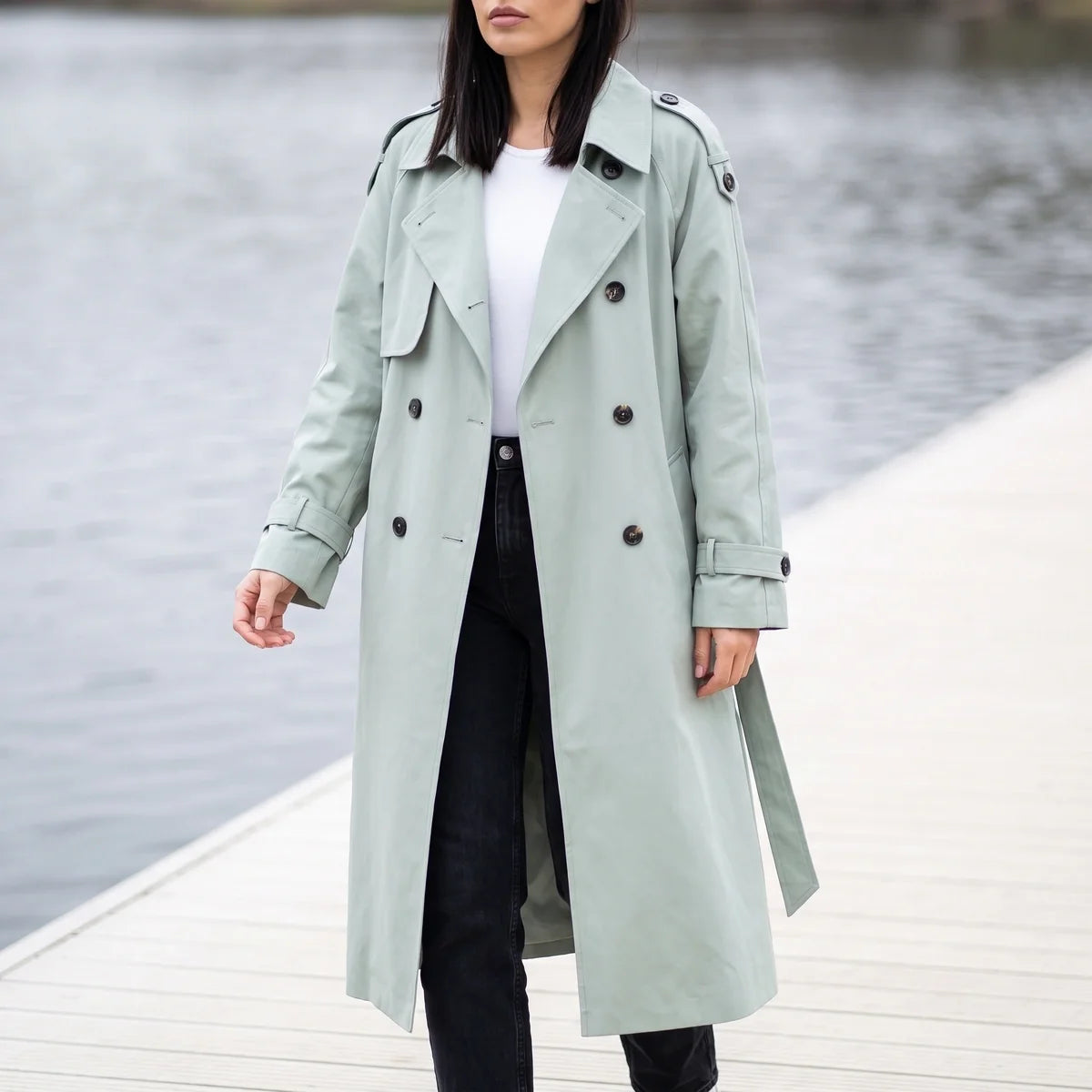 Eleonora Oversized Longline Double Breasted Trench Coat