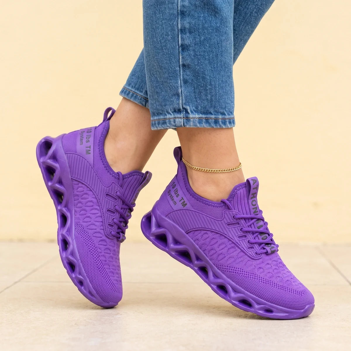 Eliane Wave Sole Knit Lace Up Sneakers