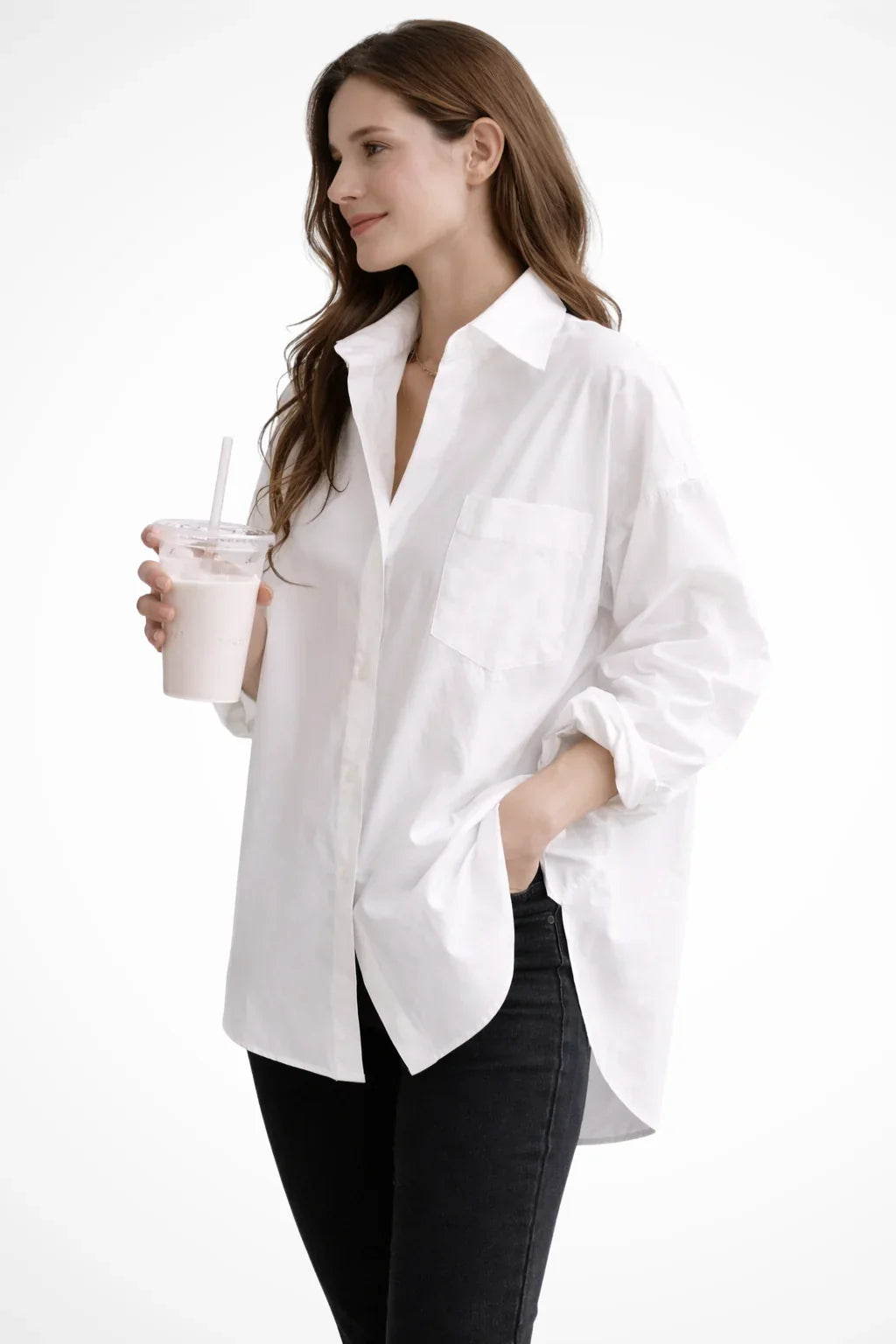 Ellie | Women's Oversized Button Up Shirt with Long Sleeves and Chest Pocket