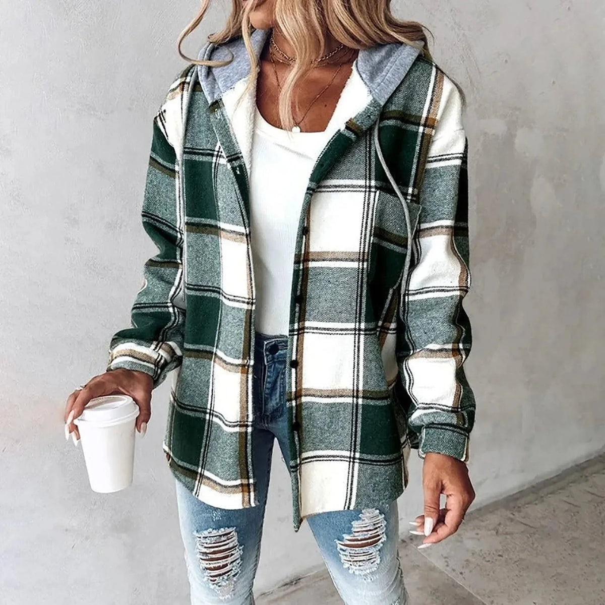 Checkered Lined Cardigan Women