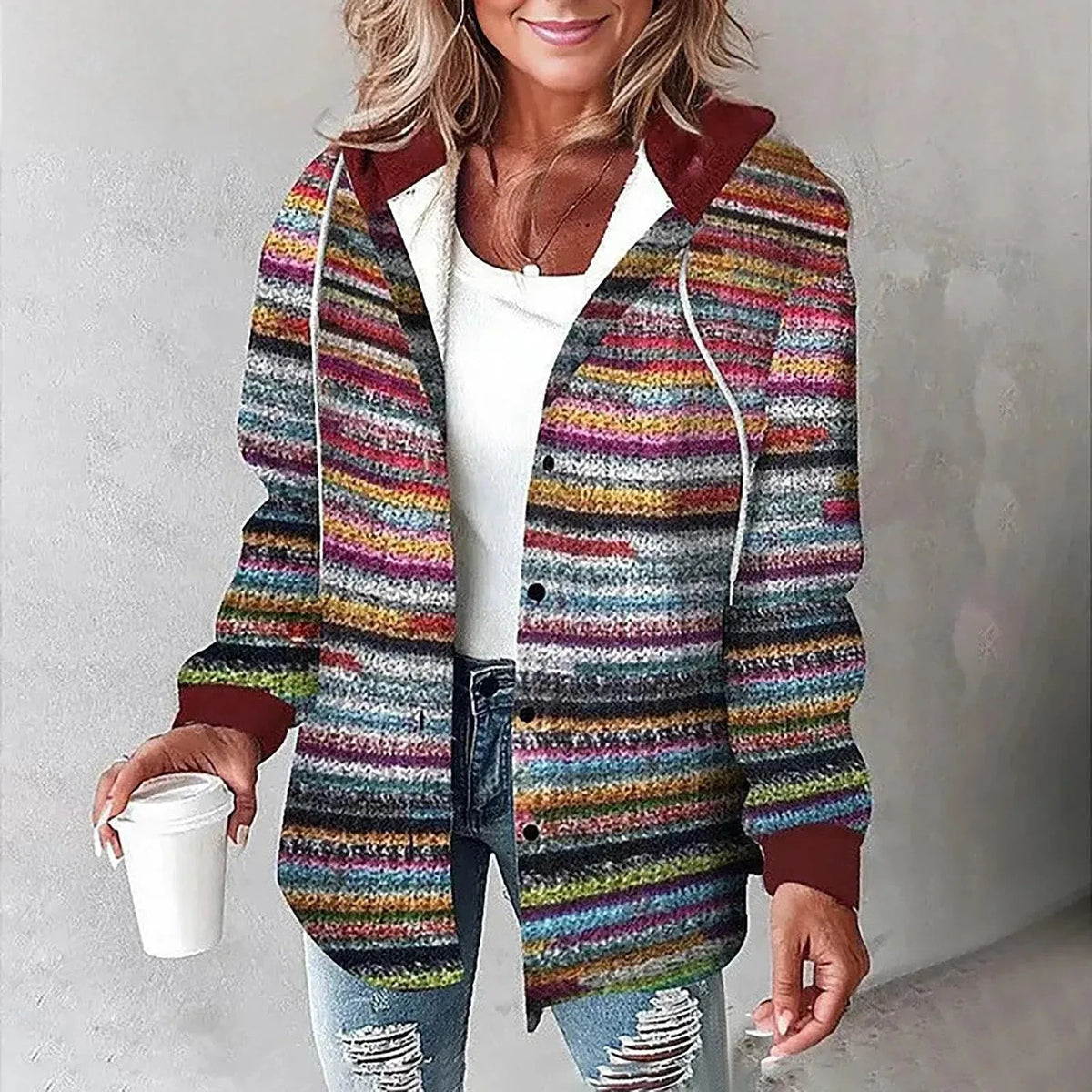 Checkered Lined Cardigan Women