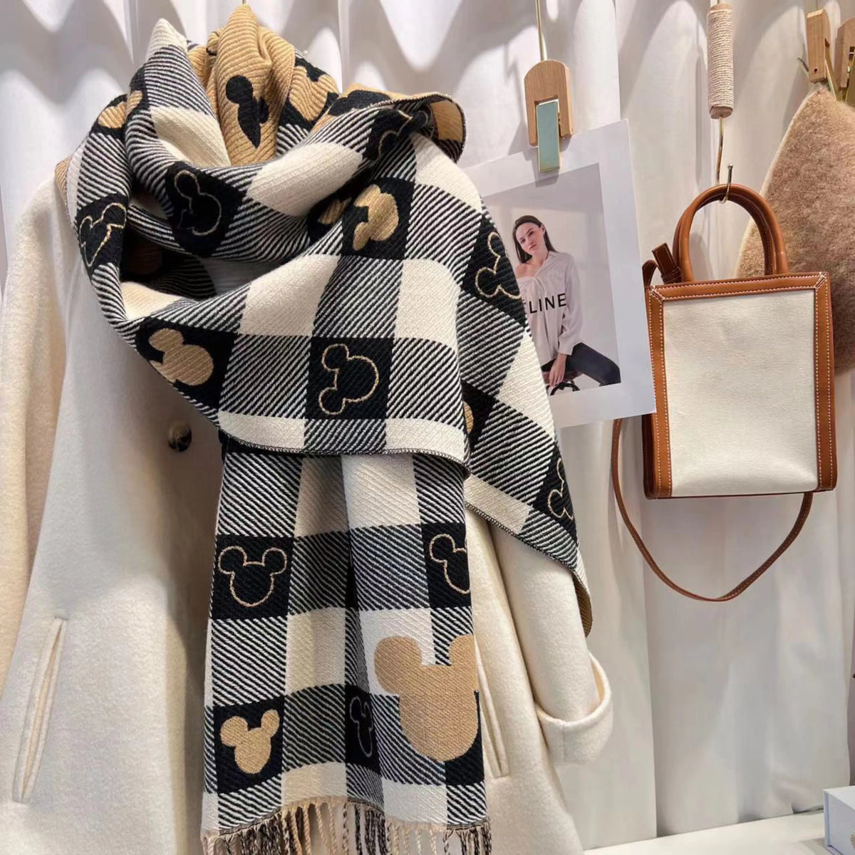 Comfy Warm Plaid Double Side Tassel Scarf