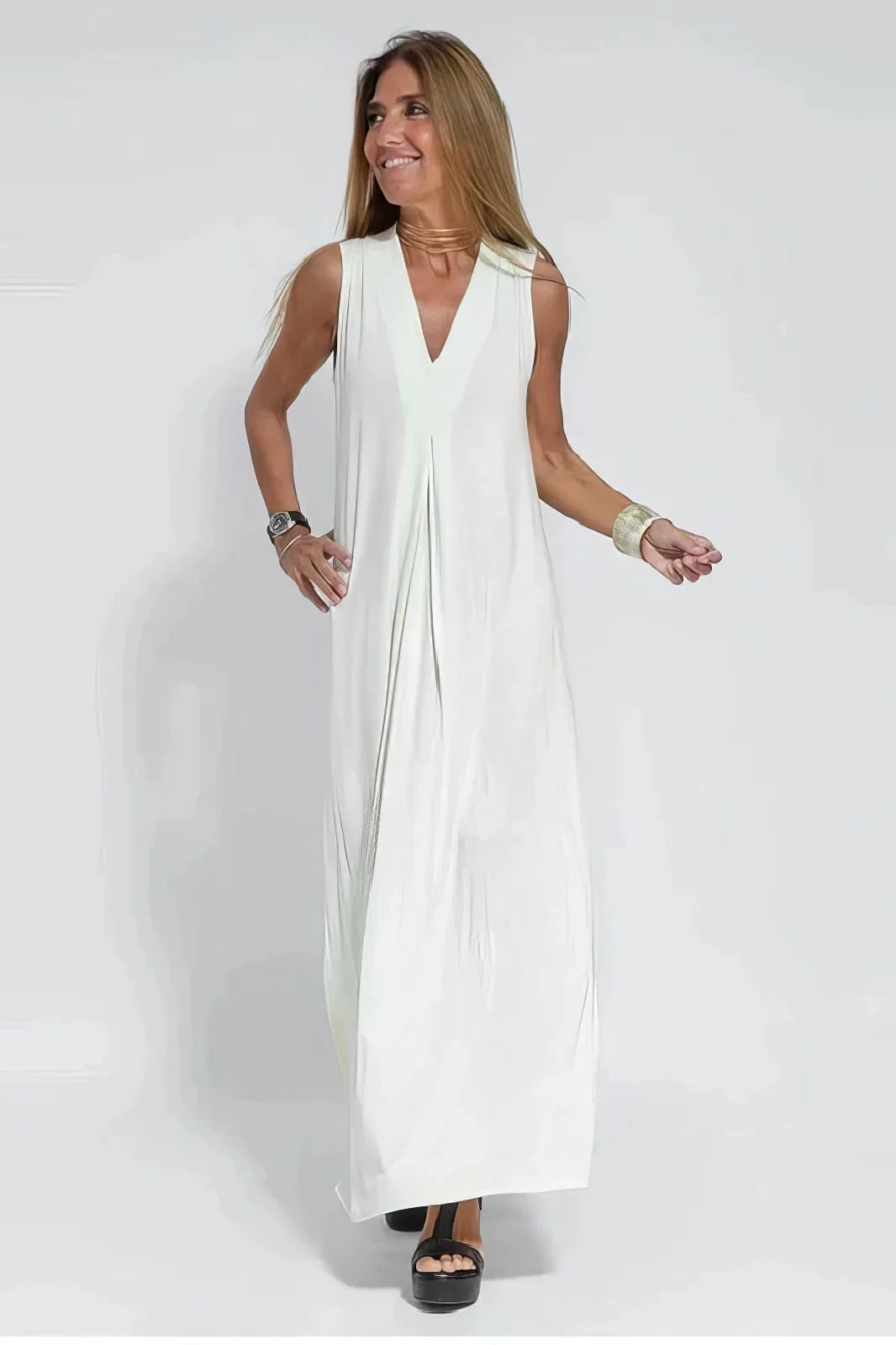 Elegant Long Dress with Coordinated Cardigan