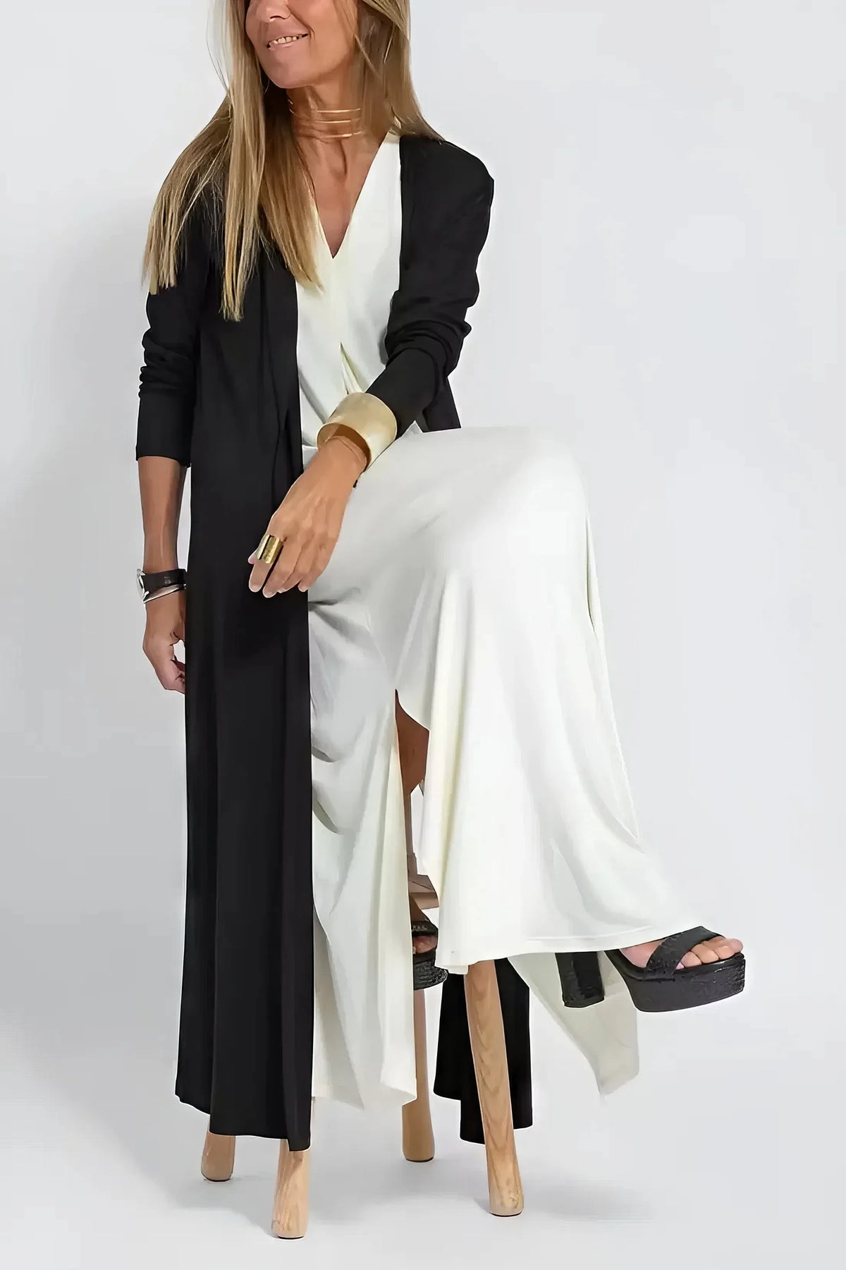 Elegant Long Dress with Coordinated Cardigan