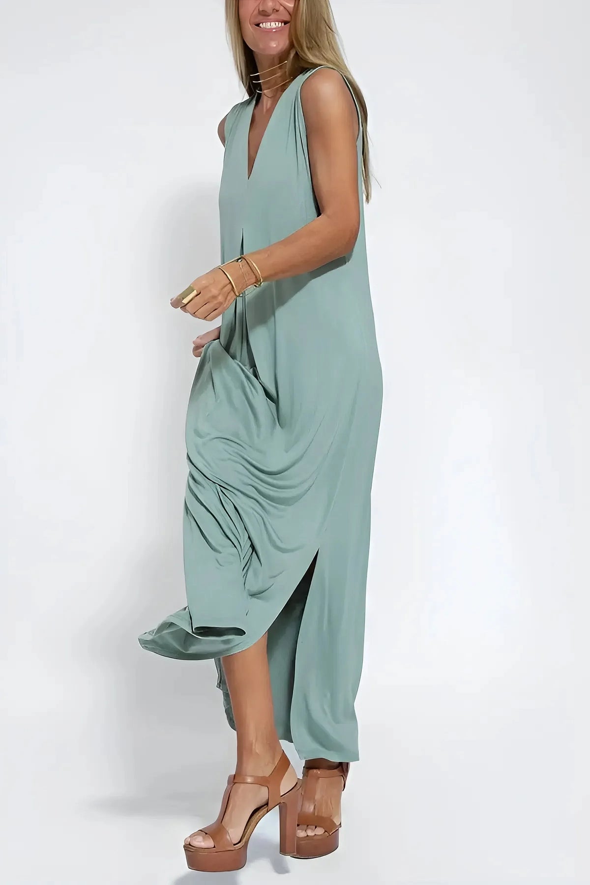 Elegant Long Dress with Coordinated Cardigan