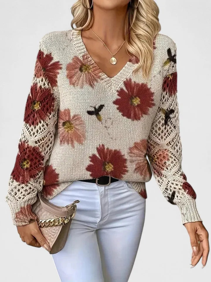 Elegant Sweater with Floral Pattern