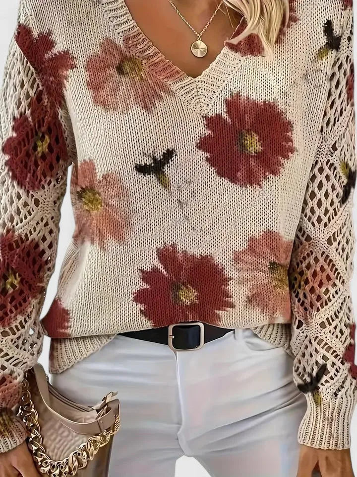Elegant Sweater with Floral Pattern