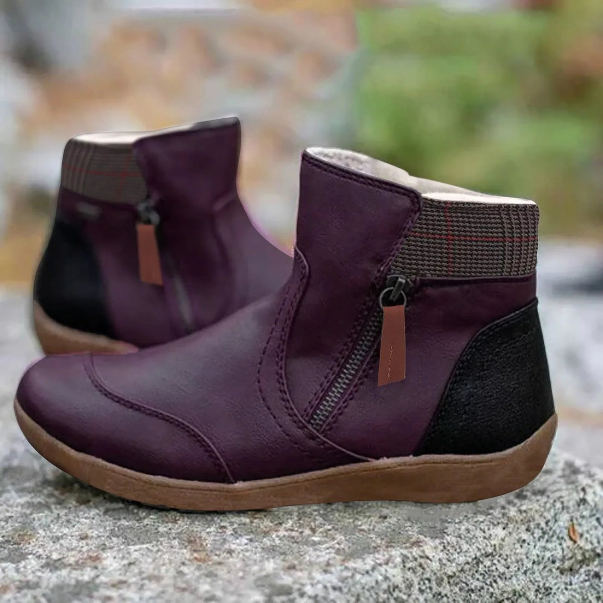 Waterproof Boots Ankle Leather Zipper Women's