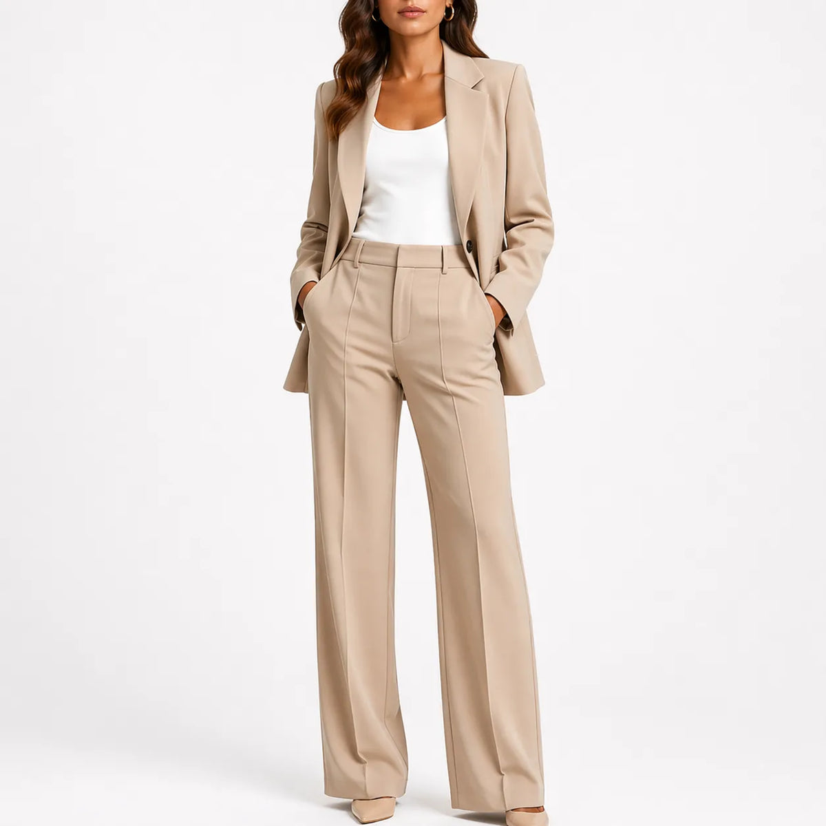 Women's Blazer and Straight-Leg Pants Set