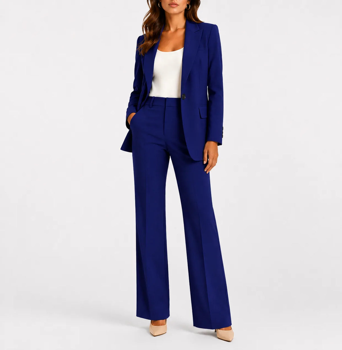 Women's Blazer and Straight-Leg Pants Set