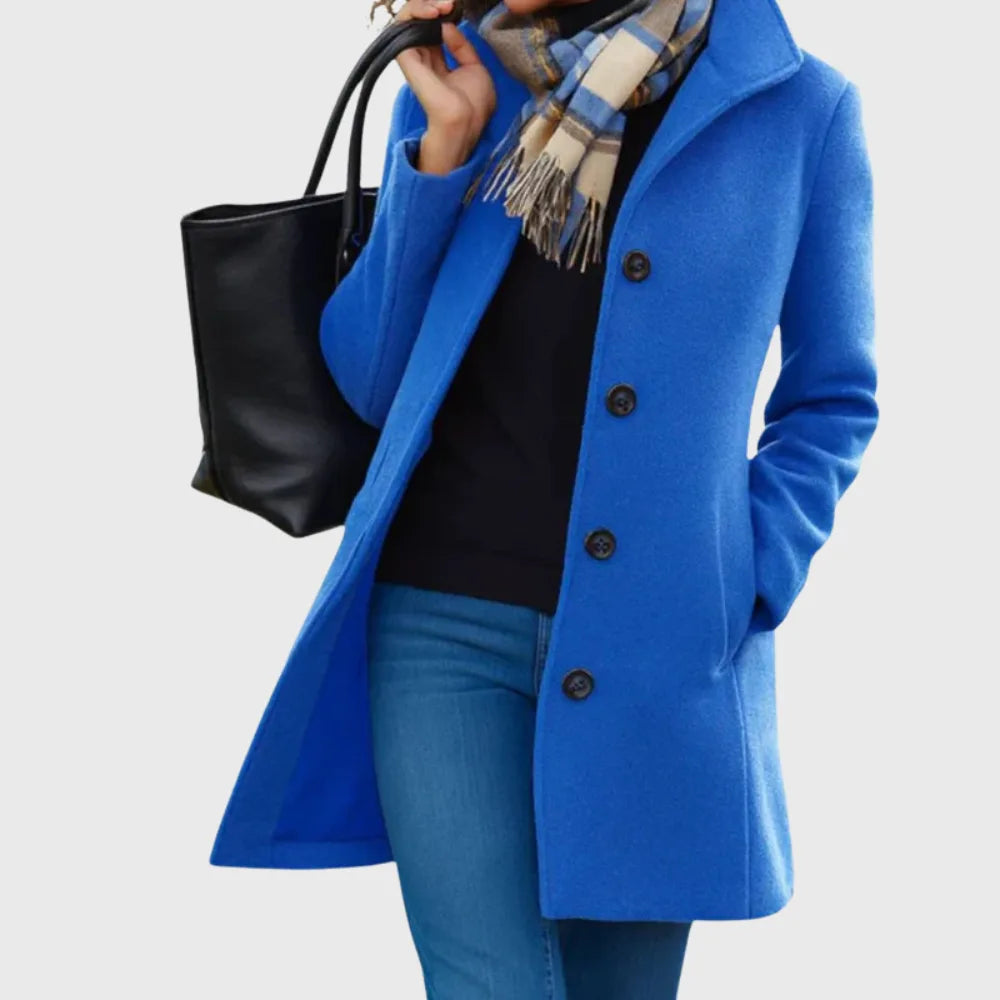 Women's button-front notch lapel wool coat