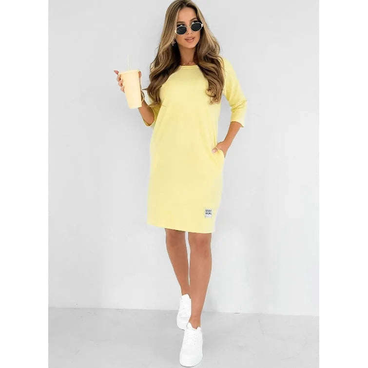 Women's Casual Sweatshirt Dress 3/4 Sleeve Mini Dress