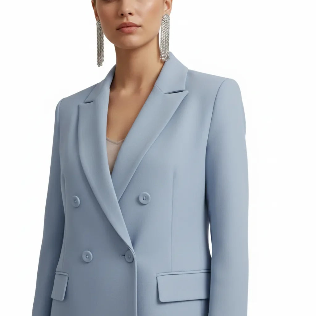 Women's Double Breasted Blazer Suit Set